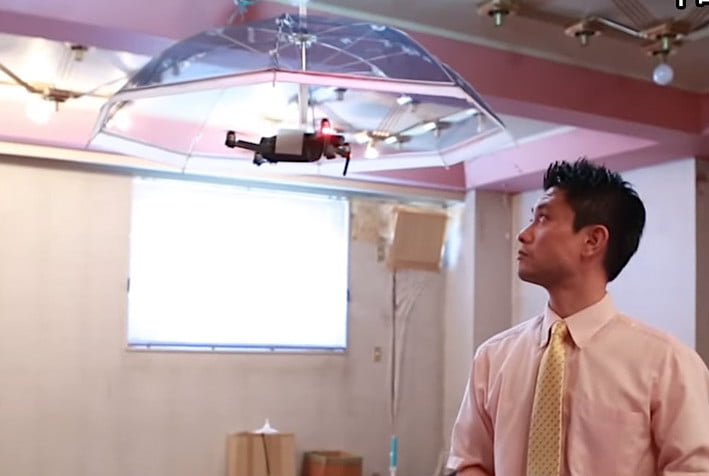 An umbrella drone that hovers above your head in bad weather