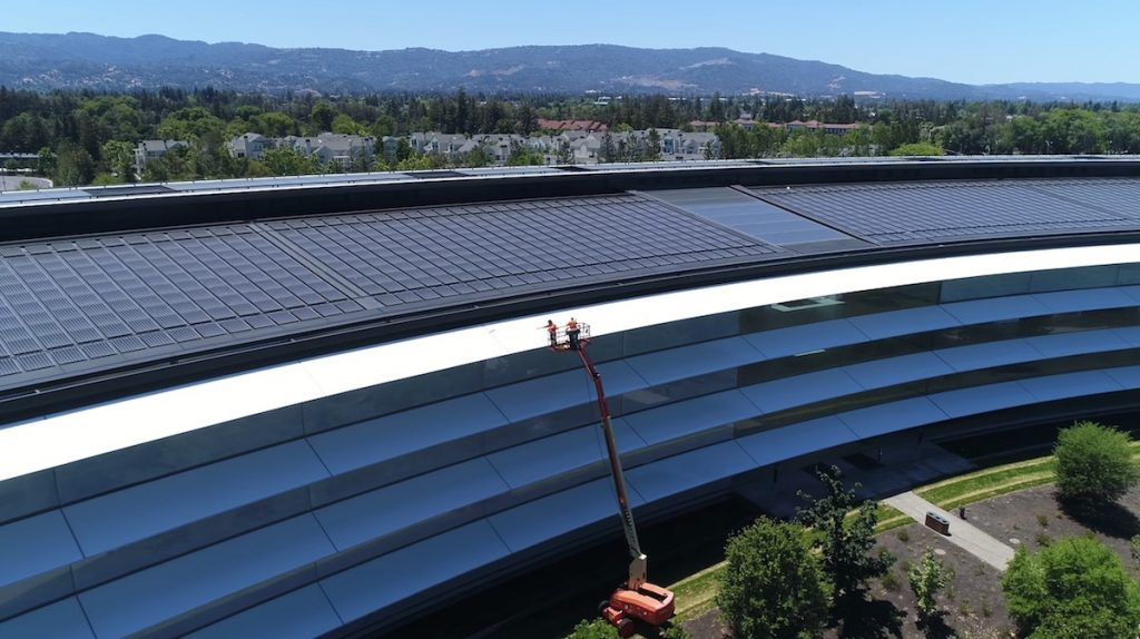 Apple Campus New Drone Videos Spot Workers Cleaning Window Shades