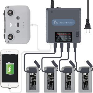 LCD Display Battery Charger for DJI Mini 3 Drone and Remote Controller 6 in 1 Rapid Multi Parallel Charging Hub Accessories